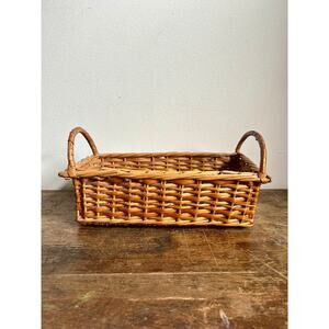 Handled Wicker Basket | Narrow Woven Basket With Handles | Decorative Basket